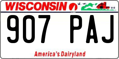WI license plate 907PAJ