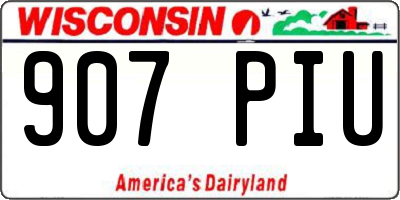 WI license plate 907PIU