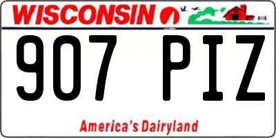 WI license plate 907PIZ
