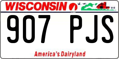 WI license plate 907PJS