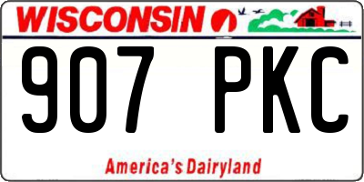 WI license plate 907PKC