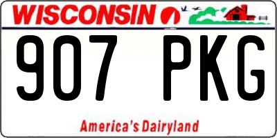 WI license plate 907PKG