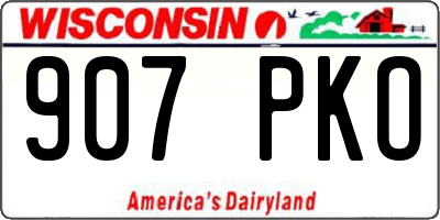 WI license plate 907PKO