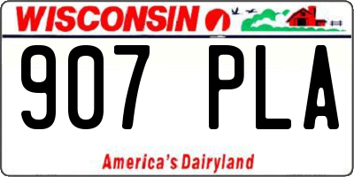 WI license plate 907PLA