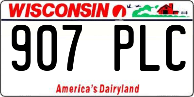 WI license plate 907PLC