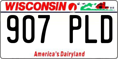 WI license plate 907PLD