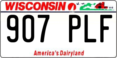 WI license plate 907PLF