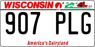 WI license plate 907PLG