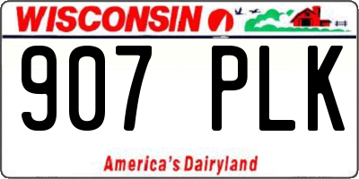 WI license plate 907PLK