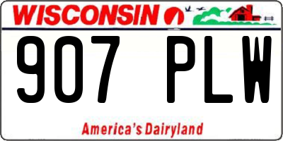 WI license plate 907PLW