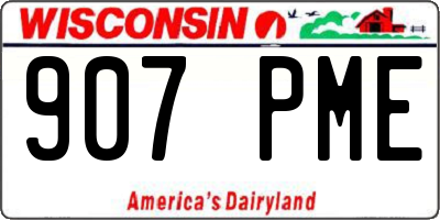 WI license plate 907PME