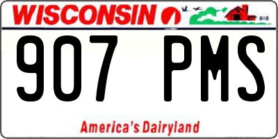 WI license plate 907PMS