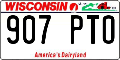 WI license plate 907PTO