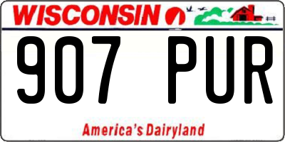 WI license plate 907PUR