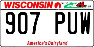 WI license plate 907PUW