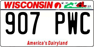 WI license plate 907PWC