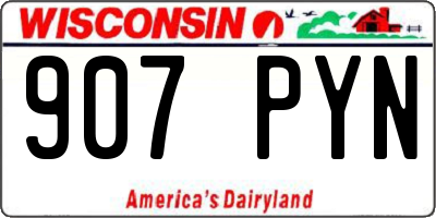 WI license plate 907PYN
