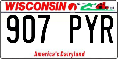 WI license plate 907PYR