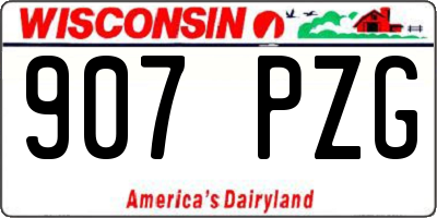WI license plate 907PZG