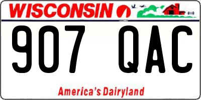 WI license plate 907QAC