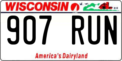 WI license plate 907RUN
