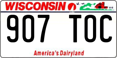 WI license plate 907TOC
