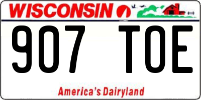 WI license plate 907TOE