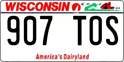 WI license plate 907TOS
