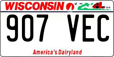 WI license plate 907VEC
