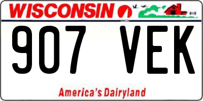 WI license plate 907VEK