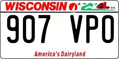 WI license plate 907VPO