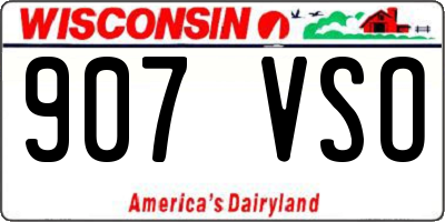 WI license plate 907VSO