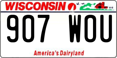 WI license plate 907WOU