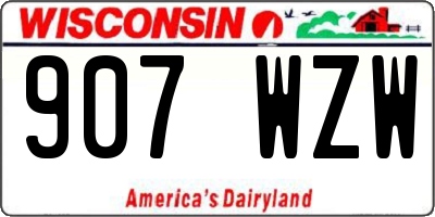 WI license plate 907WZW