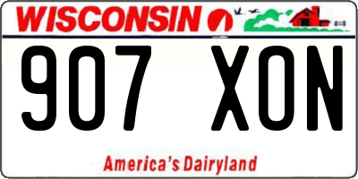 WI license plate 907XON