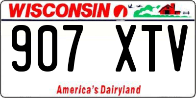 WI license plate 907XTV