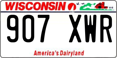 WI license plate 907XWR