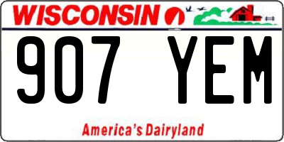 WI license plate 907YEM