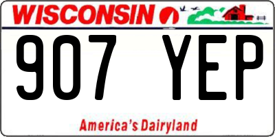 WI license plate 907YEP