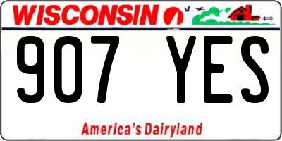 WI license plate 907YES