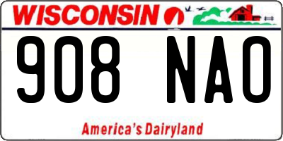 WI license plate 908NAO