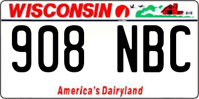 WI license plate 908NBC