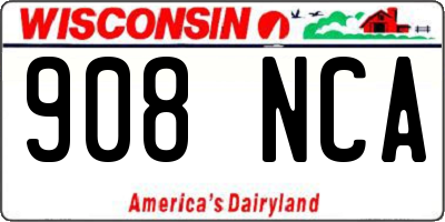 WI license plate 908NCA