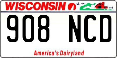 WI license plate 908NCD