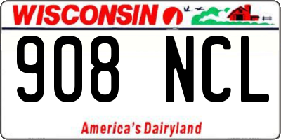 WI license plate 908NCL
