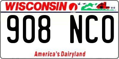 WI license plate 908NCO