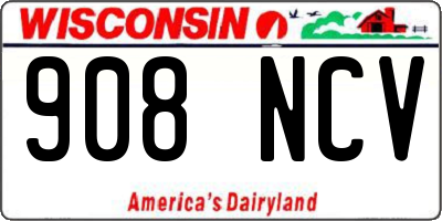 WI license plate 908NCV