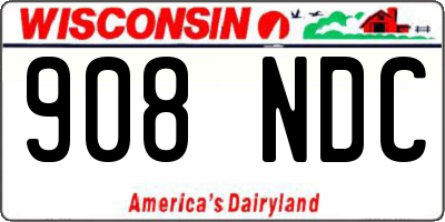 WI license plate 908NDC