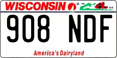 WI license plate 908NDF
