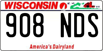 WI license plate 908NDS